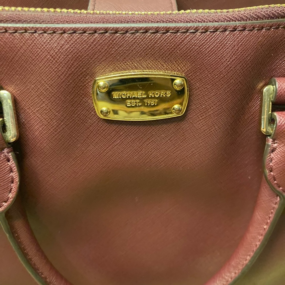 MICHAEL KORS MK LEATHER BURGANDY TOTE SHOULDERBAG - Picture 8 of 15